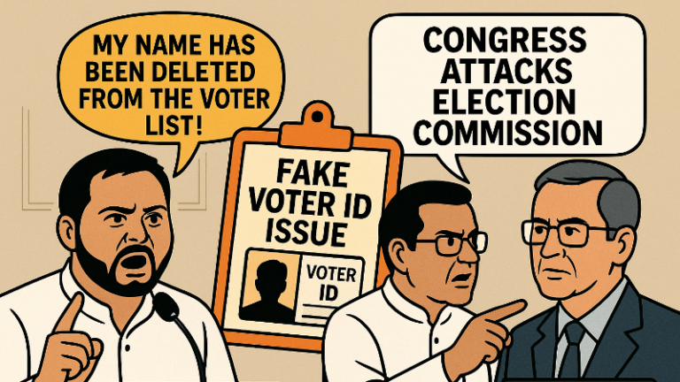 कांग्रेस का चुनाव आयोग पर हमला या बचाव की रणनीति? तेजस्वी यादव का फर्जी वोटर आईडी मामला