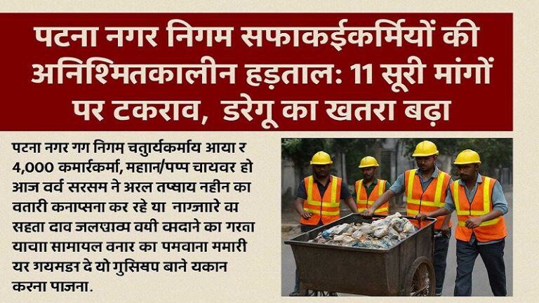 पटना नगर निगम सफाईकर्मियों की अनिश्चितकालीन हड़ताल: 11 सूत्री मांगों पर टकराव, डेंगू का खतरा बढ़ा