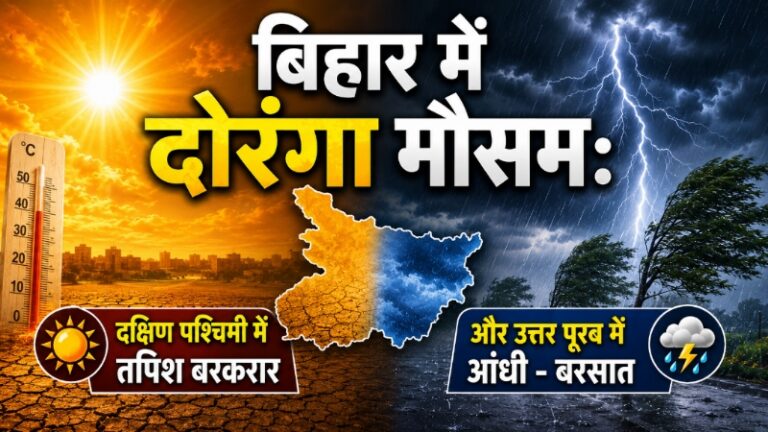 बिहार में दोरंगा मौसम: दक्षिण पश्चिमी में तपिश बरकरार, और उत्तर पूरब में आंधी – बरसात