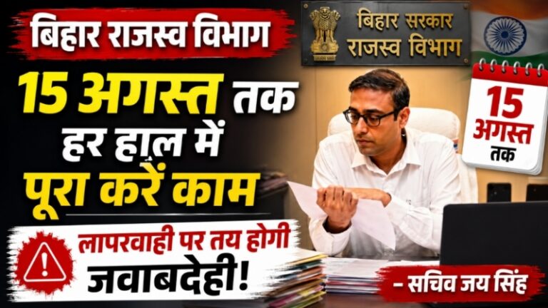 बिहार राजस्व विभाग: 15 अगस्त तक हर हाल में पूरा करें काम, लापरवाही पर तय होगी जवाबदेही – सचिव जय सिंह