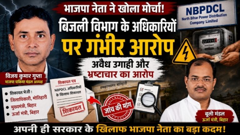 अपने ही राज में लाचार भाजपा नेता! चकिया मंडल अध्यक्ष ने बिजली विभाग पर लगाए भ्रष्टाचार के गंभीर आरोप